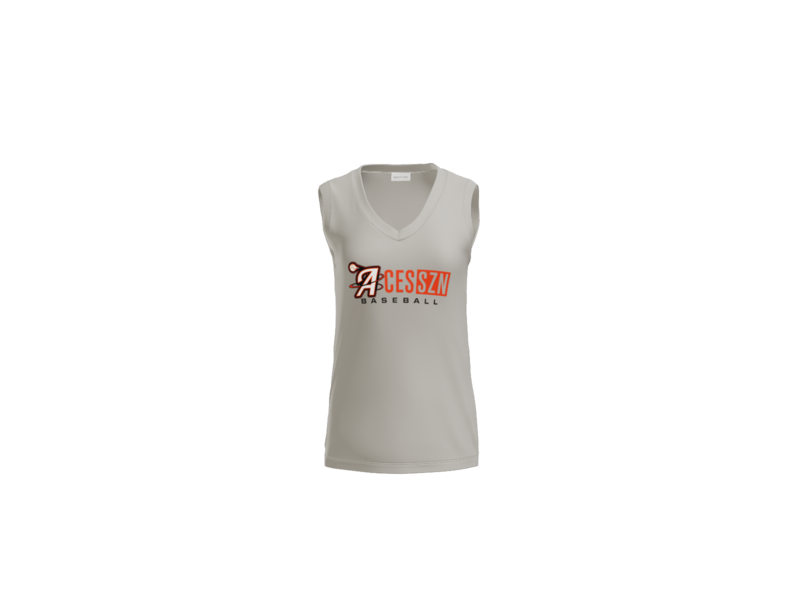 Aces SZN Baseball Women's Sleeveless V-Neck Performance Tee - Silver