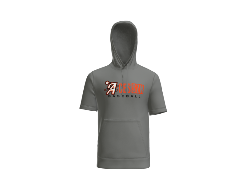 Aces SZN Baseball Short Sleeve Performance Hoodie - Dark Smoke Grey