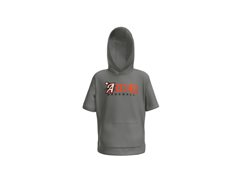 Aces SZN Baseball Youth Short Sleeve Performance Hoodie - Dark Smoke Grey