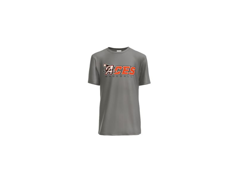 Aces Baseball Wordmark Youth Performance Tee - Grey Concrete