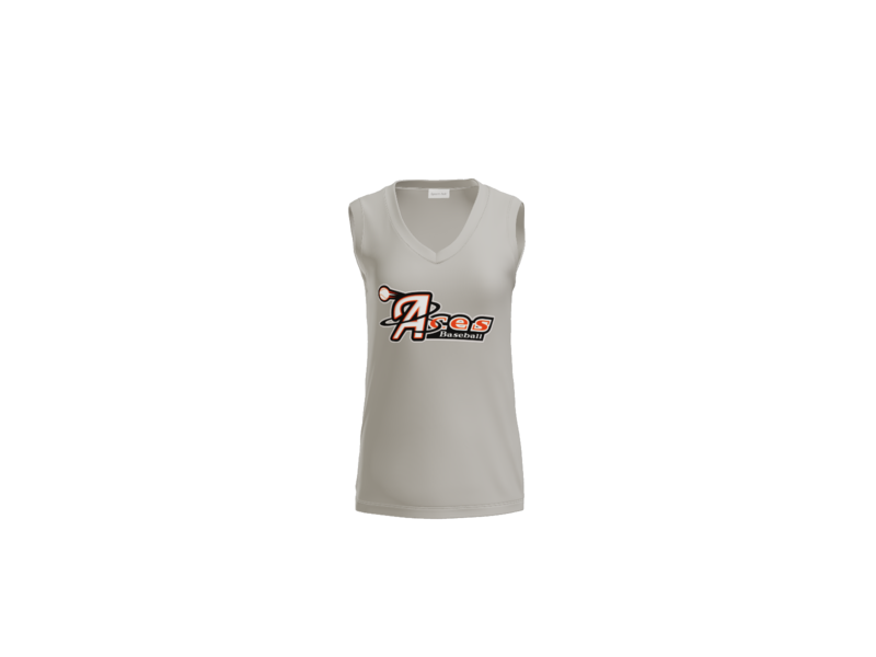 Aces Baseball Logo Women's Sleeveless V-Neck Performance Tee - Silver