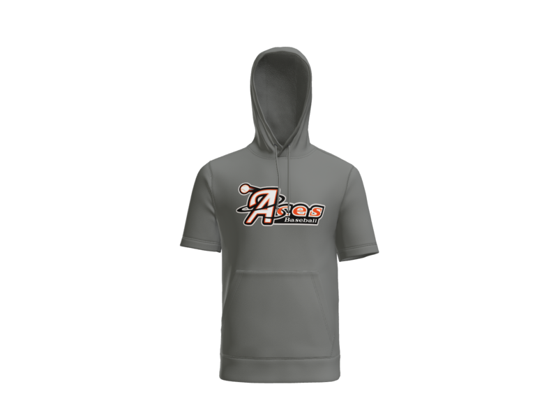Aces Baseball Logo Short Sleeve Performance Hoodie - Dark Smoke Grey