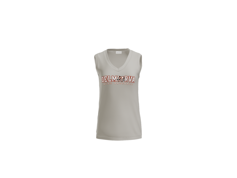 Delmarva Aces Baseball Wordmark Women's Sleeveless V-Neck Performance Tee - Silver