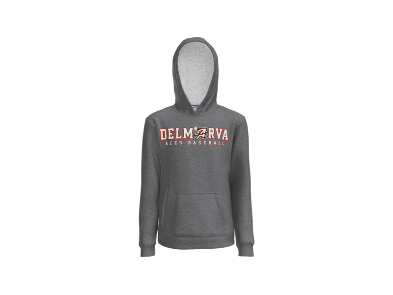 Delmarva Aces Baseball Wordmark Youth Pullover Hoodie - Graphite Heather