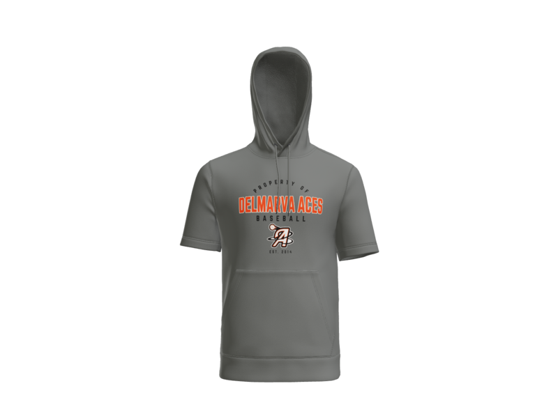 Property Of Delmarva Aces Baseball Short Sleeve Performance Hoodie - Dark Smoke Grey