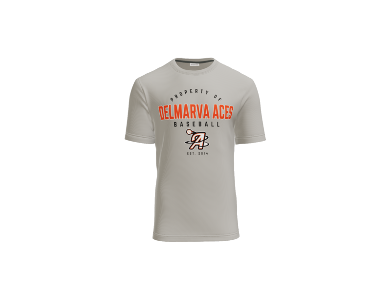Property Of Delmarva Aces Baseball Cotton Touch Performance Tee - Silver