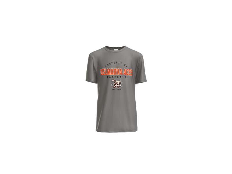 Property Of Delmarva Aces Baseball Youth Performance Tee - Grey Concrete