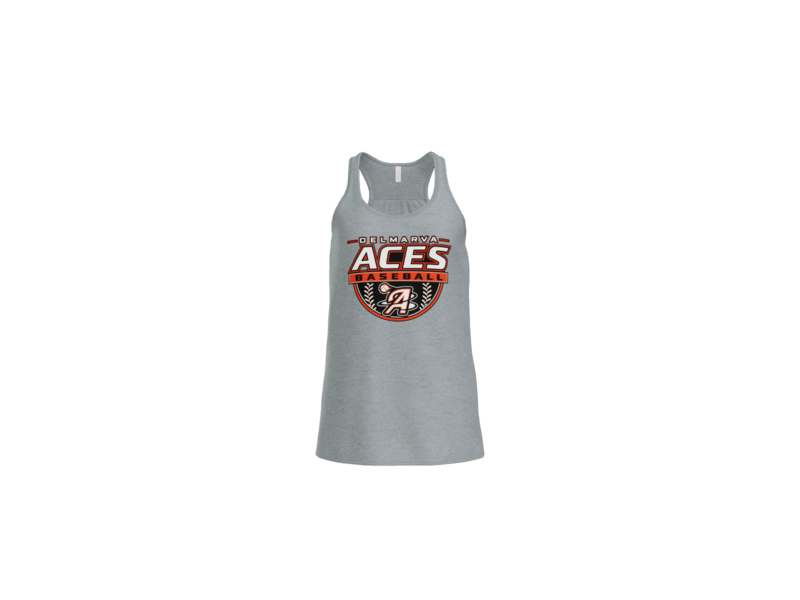 Delmarva Aces Baseball Crest Women's Flowy Racerback Tank - Athletic Heather