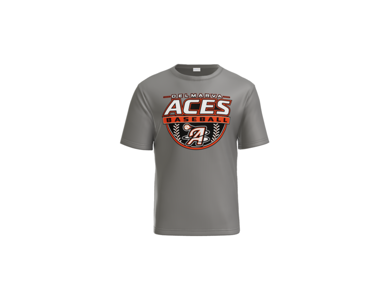 Delmarva Aces Baseball Crest Performance Tee - Grey Concrete