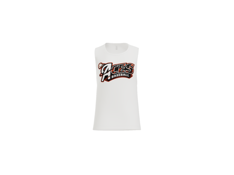 Aces Baseball Distressed Women's Flowy Muscle Tank - White