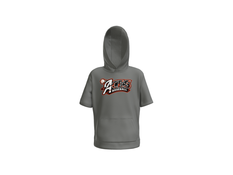 Aces Baseball Distressed Youth Short Sleeve Performance Hoodie - Dark Smoke Grey