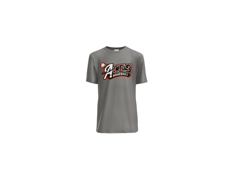 Aces Baseball Distressed Youth Performance Tee - Grey Concrete