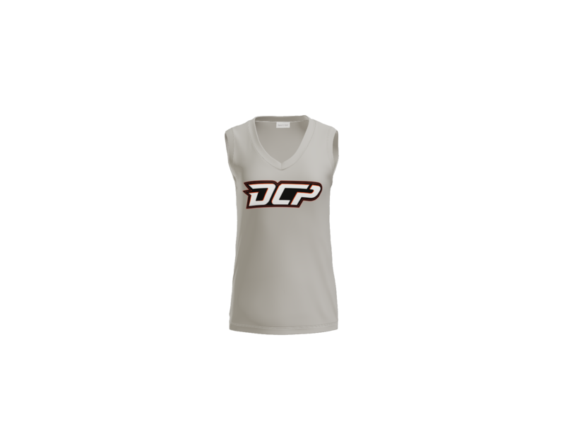 DCP Logo Women's Sleeveless V-Neck Performance Tee - Silver