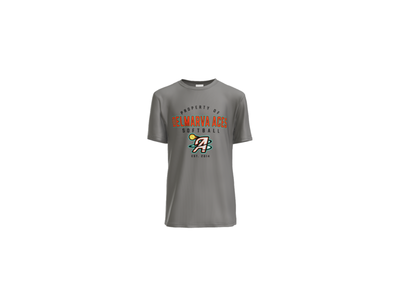 Property Of Delmarva Aces Softball Youth Performance Tee - Grey Concrete