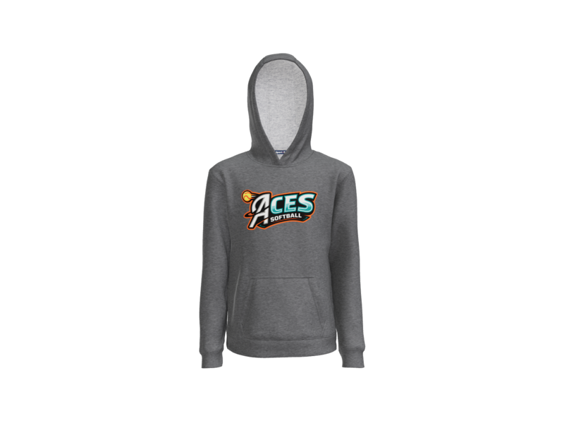 Aces Softball Logo Youth Pullover Hoodie - Graphite Heather