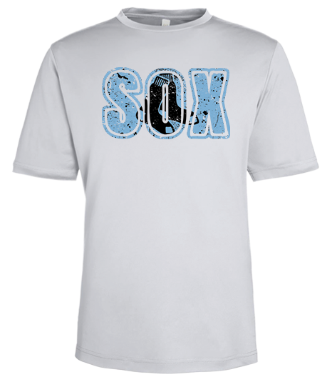 Bigbie’s BlackSox Distressed SOX Unisex Performance Tee (Blue Edition)