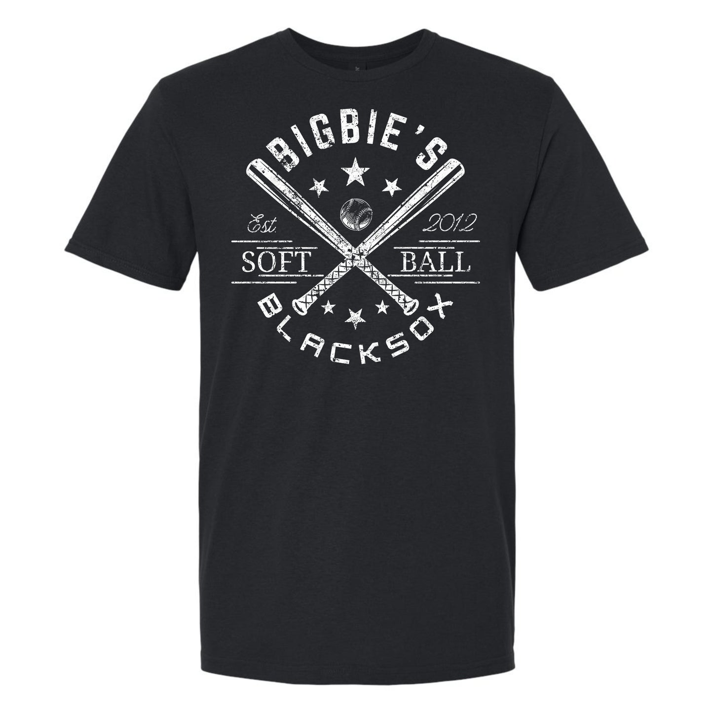 Bigbie’s BlackSox Vintage Cross Bats Softball Unisex Tee