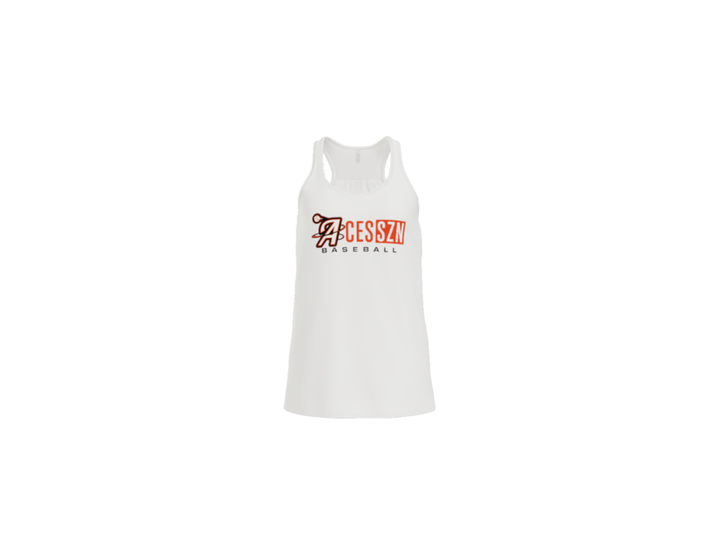 Aces SZN Baseball Women's Flowy Racerback Tank - White