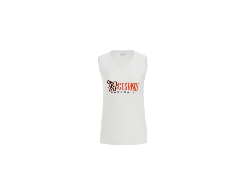 Aces SZN Baseball Women's Sleeveless V-Neck Performance Tee - White