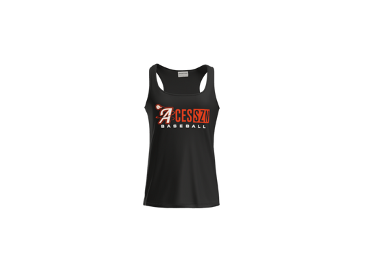 Aces SZN Baseball Women's Racerback Performance Tank - Black