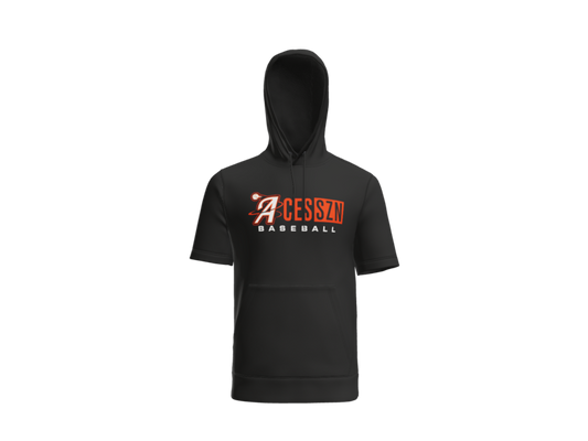 Aces SZN Baseball Short Sleeve Performance Hoodie - Black