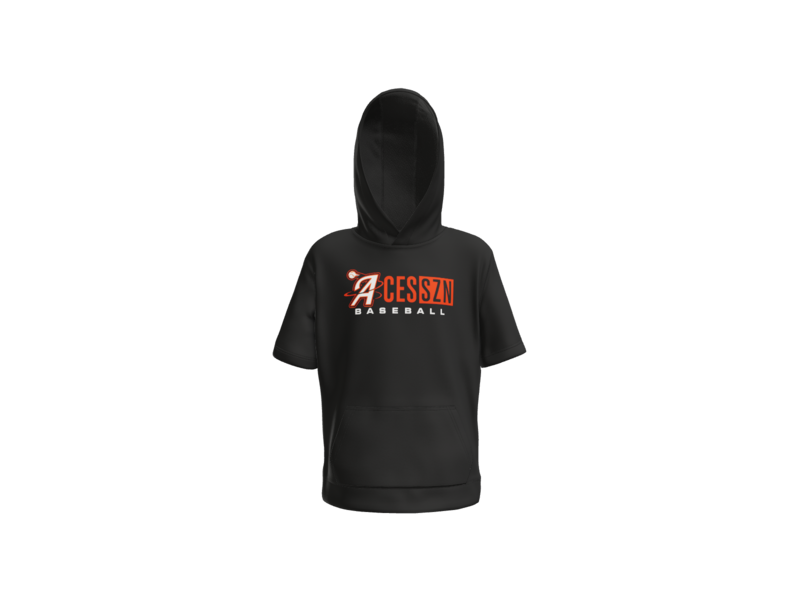 Aces SZN Baseball Youth Short Sleeve Performance Hoodie - Black