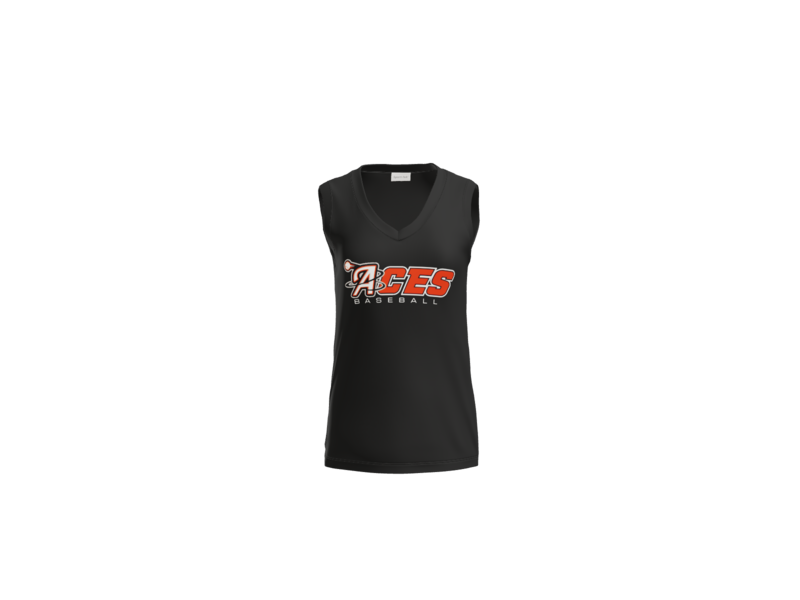 Aces Baseball Wordmark Women's Sleeveless V-Neck Performance Tee - Black