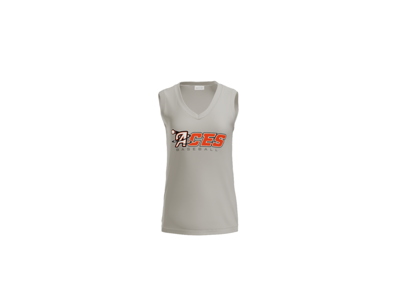 Aces Baseball Wordmark Women's Sleeveless V-Neck Performance Tee - Silver