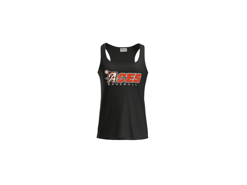 Aces Baseball Wordmark Women's Racerback Performance Tank - Black
