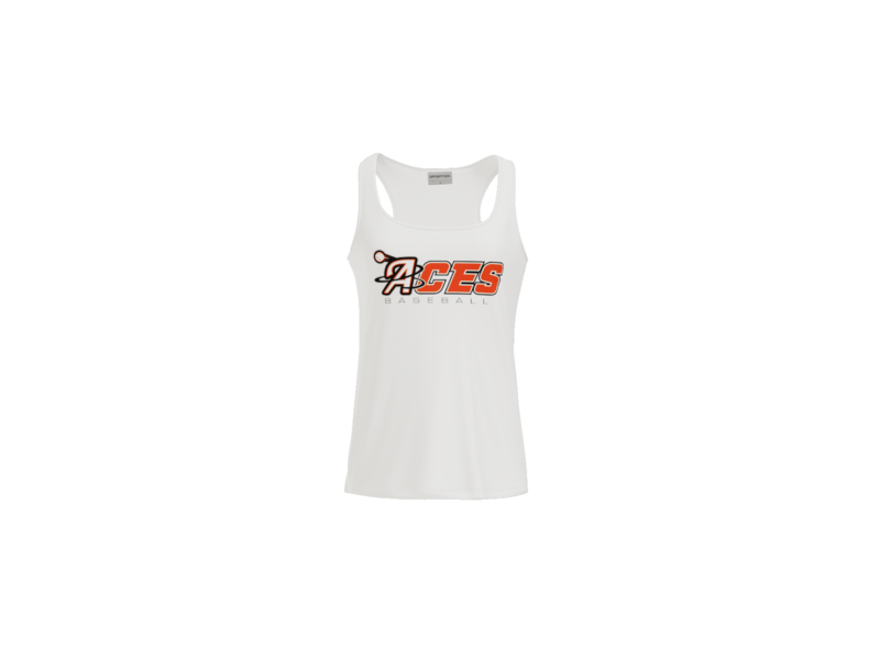 Aces Baseball Wordmark Women's Racerback Performance Tank - White