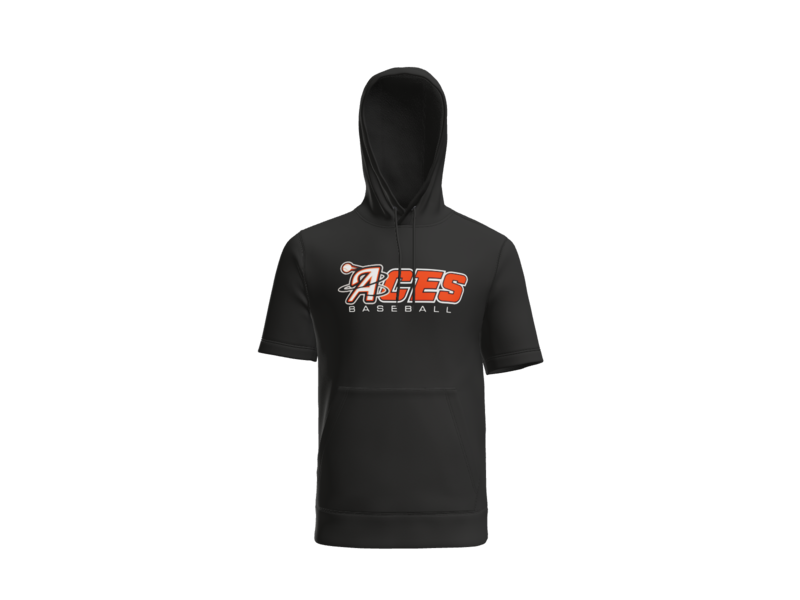 Aces Baseball Wordmark Short Sleeve Performance Hoodie - Black