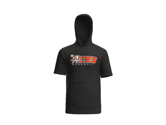 Aces Baseball Wordmark Short Sleeve Performance Hoodie - Black
