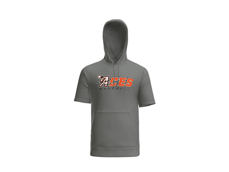 Aces Baseball Wordmark Short Sleeve Performance Hoodie - Dark Smoke Grey