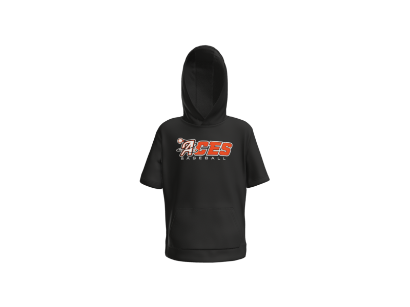 Aces Baseball Wordmark Youth Short Sleeve Performance Hoodie - Black