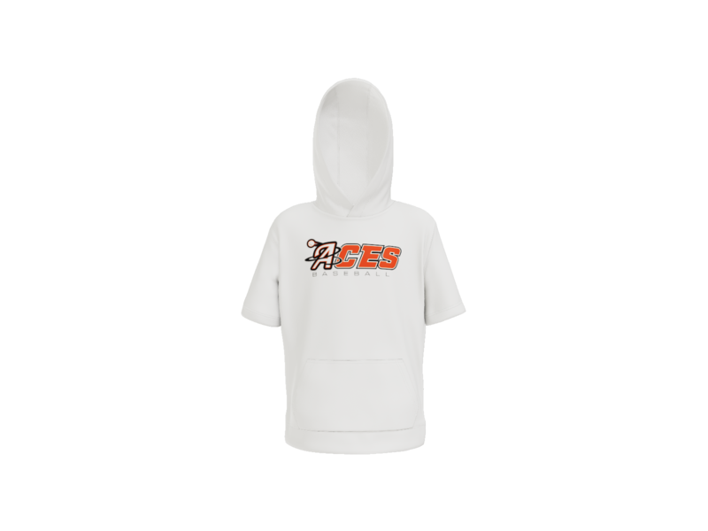 Aces Baseball Wordmark Youth Short Sleeve Performance Hoodie - White