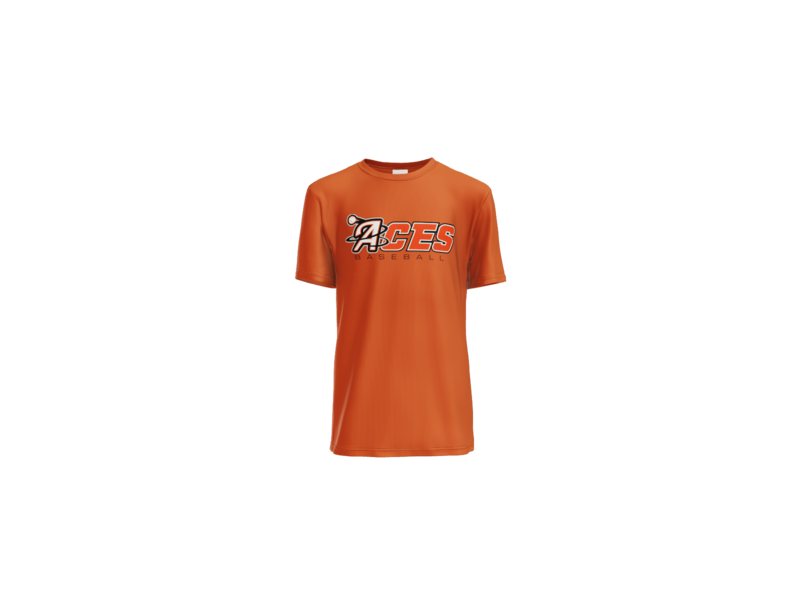 Aces Baseball Wordmark Youth Performance Tee - Deep Orange