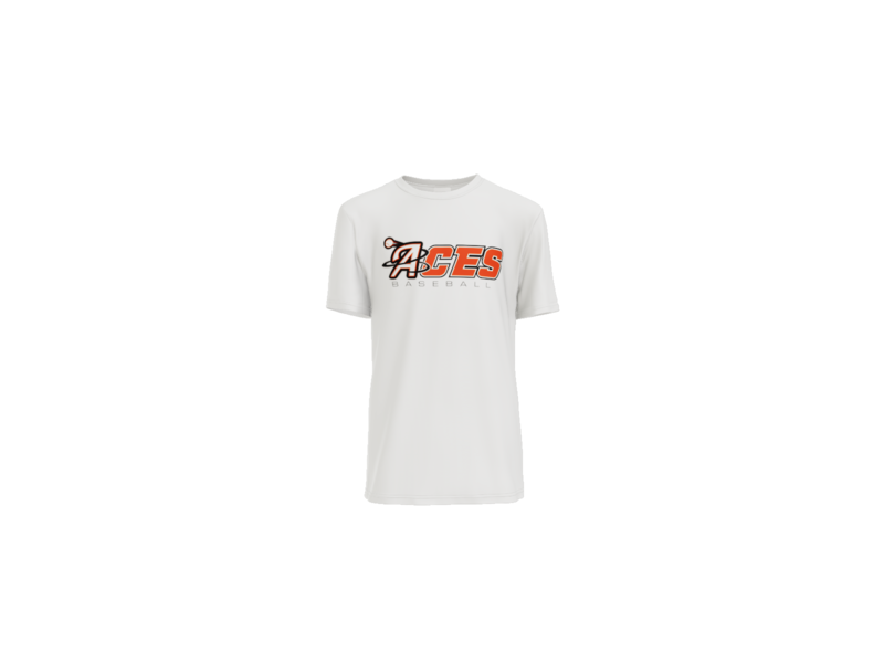 Aces Baseball Wordmark Youth Performance Tee - White