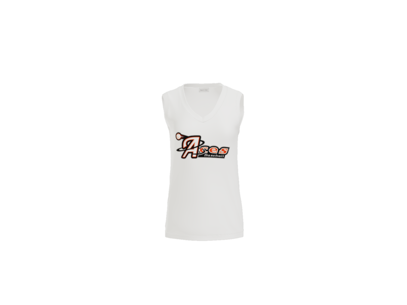 Aces Baseball Logo Women's Sleeveless V-Neck Performance Tee - White