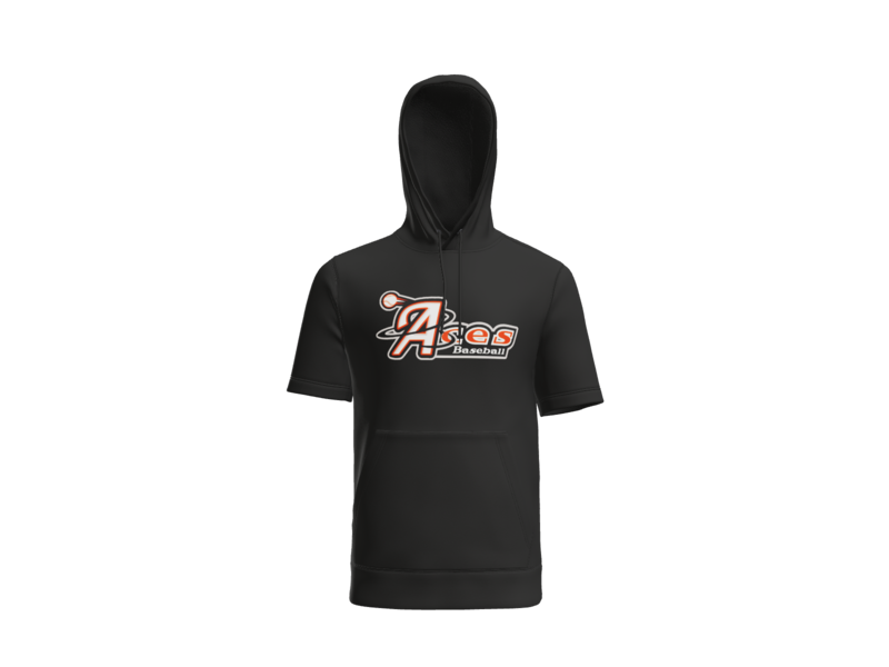 Aces Baseball Logo Short Sleeve Performance Hoodie - Black