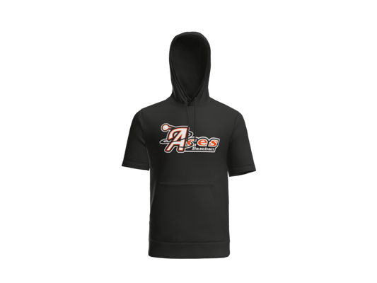 Aces Baseball Logo Short Sleeve Performance Hoodie - Black