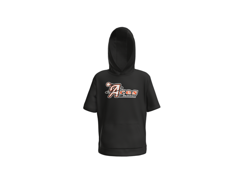 Aces Baseball Logo Youth Short Sleeve Performance Hoodie - Black