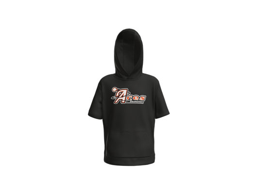 Aces Baseball Logo Youth Short Sleeve Performance Hoodie - Black