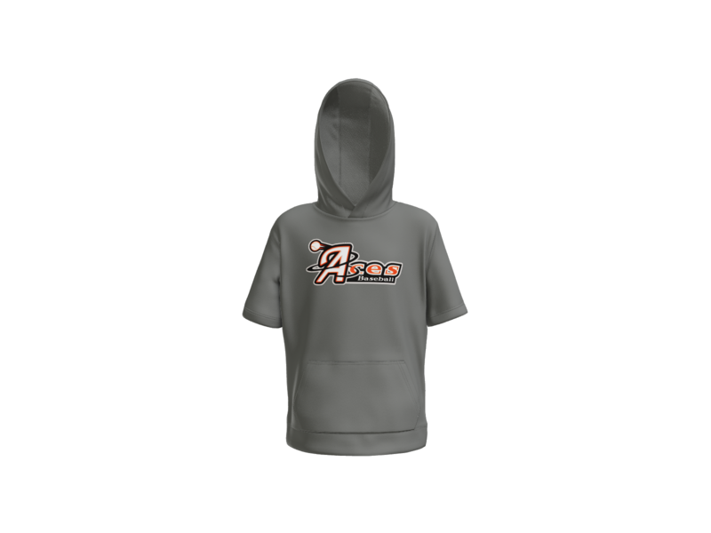 Aces Baseball Logo Youth Short Sleeve Performance Hoodie - Dark Smoke Grey