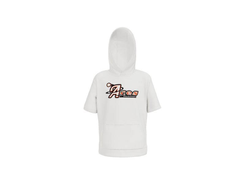 Aces Baseball Logo Youth Short Sleeve Performance Hoodie - White