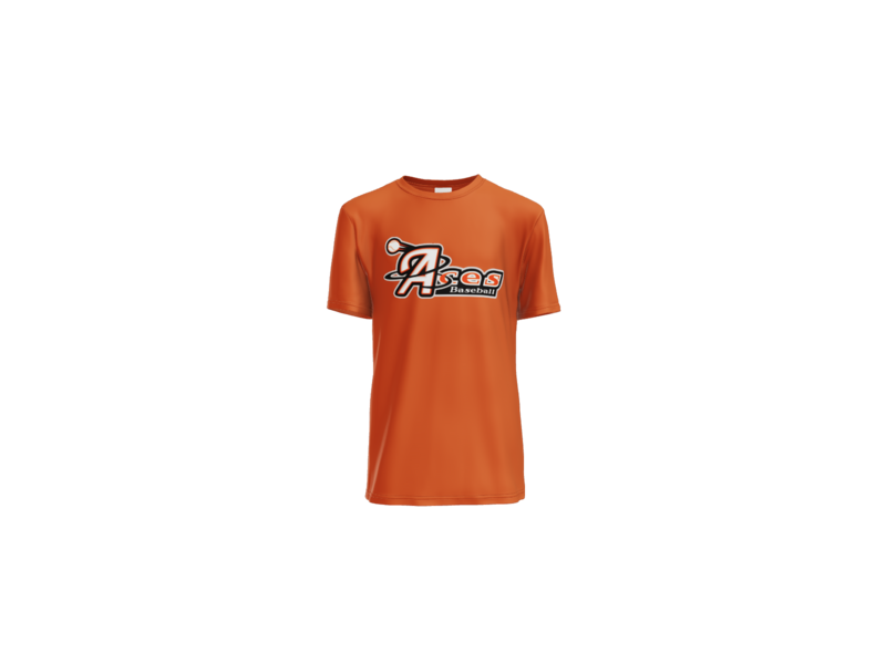 Aces Baseball Logo Youth Performance Tee - Deep Orange
