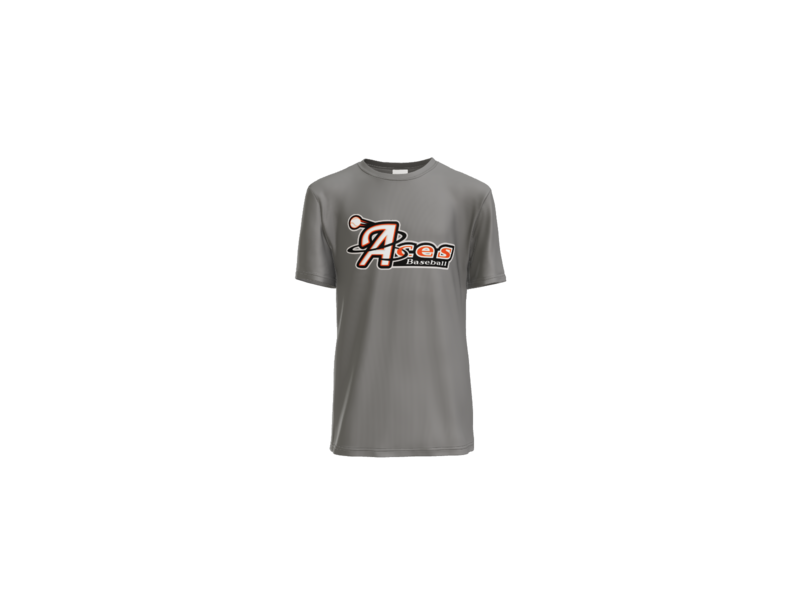 Aces Baseball Logo Youth Performance Tee - Grey Concrete