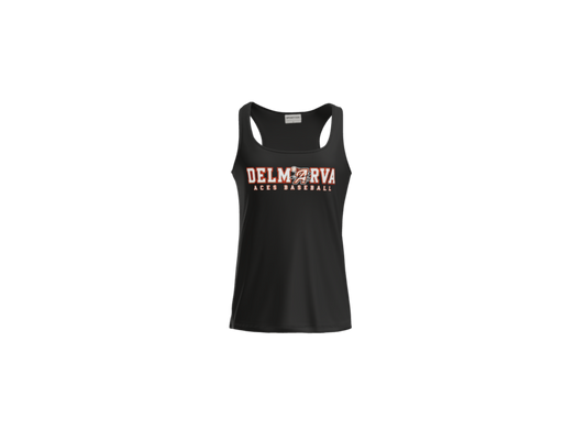 Delmarva Aces Baseball Wordmark Women's Racerback Performance Tank - Black