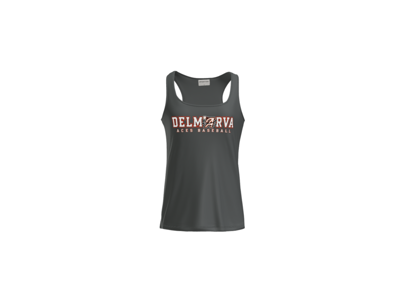 Delmarva Aces Baseball Wordmark Women's Racerback Performance Tank - Iron Grey