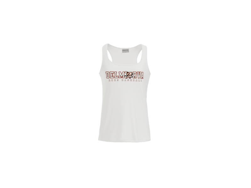 Delmarva Aces Baseball Wordmark Women's Racerback Performance Tank - White
