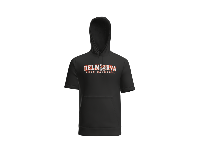 Delmarva Aces Baseball Wordmark Short Sleeve Performance Hoodie - Black